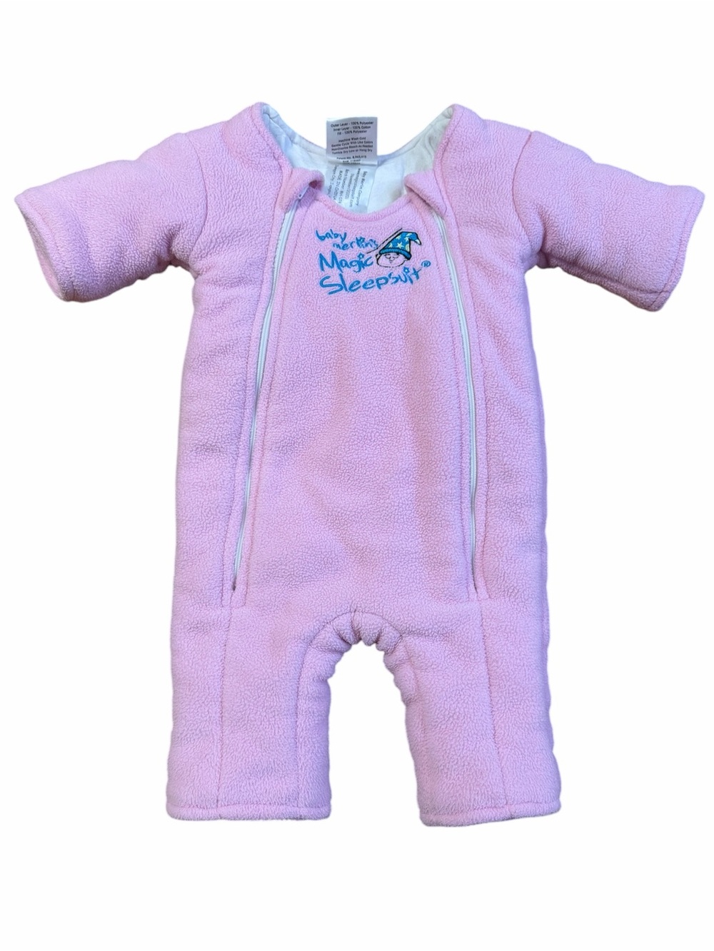Baby Merlin’s Magic sleep suit, Pink Fleece One-Piece with Dual Zippers